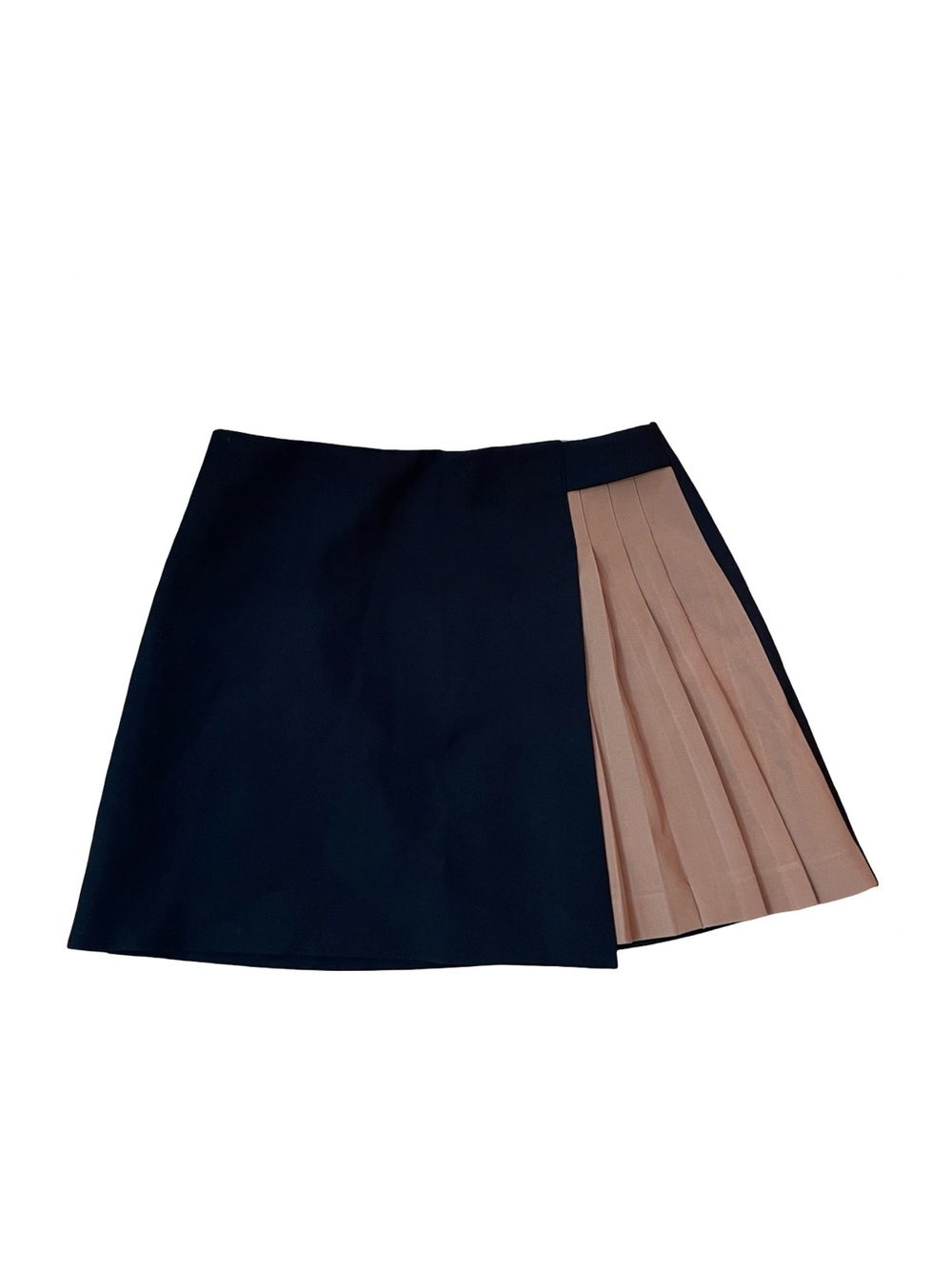 ALICE + OLIVIA TONI MINI SKIRT Colorblock Pleated Black Camel - Picture 3 of 10